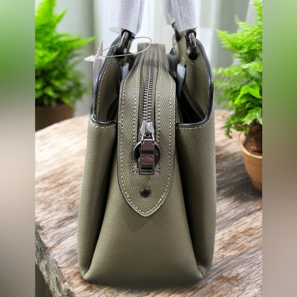 NWT Coach Leather LILLIE Carryall Satchel, Kelp Green $428 - Picture 4 of 10